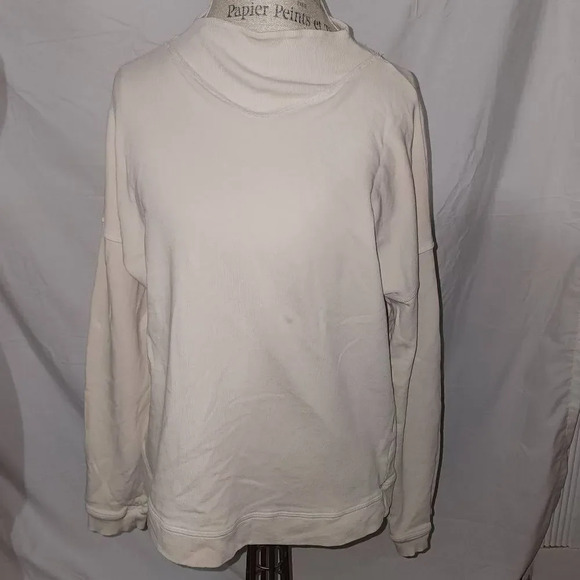 Mate The Label Womens Creme Mock Cowl Neck Sweatshirt Sweater Large - Picture 1 of 4
